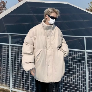 PU皮冬季立领皮羽绒服外套男休闲潮牌日系复古港风免洗袄 MY163图片