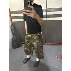 迷彩七分裤男女韩版潮流破洞宽松2026夏季ins宽松短裤K6225-P53，男装牛仔裤，星座412-2