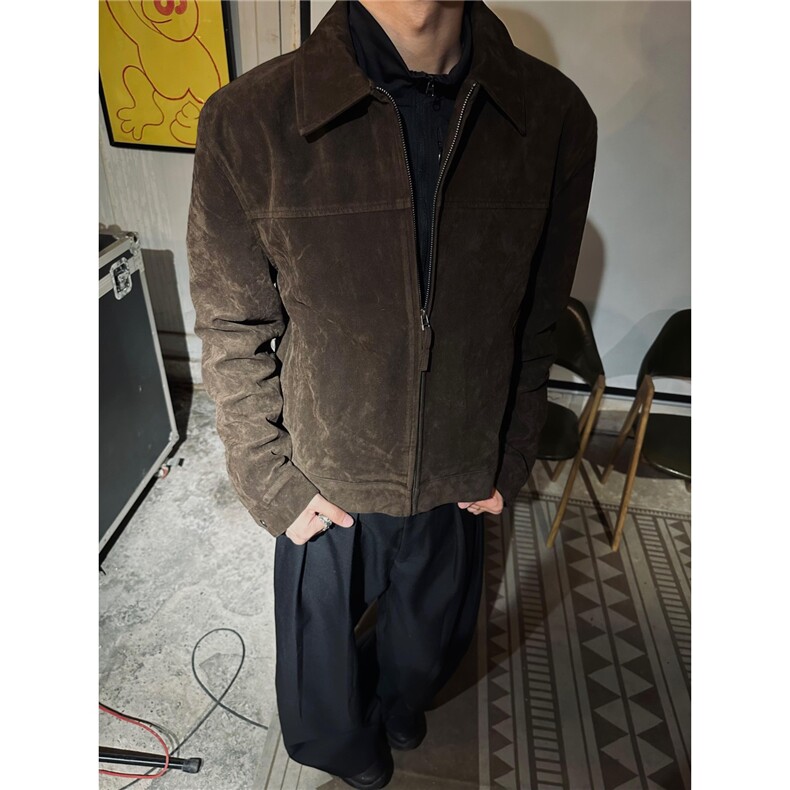 复古老钱风绒皮翻领夹克外套正肩版型休闲仿皮衣JKY217-P73,男装夹克,星座208-5