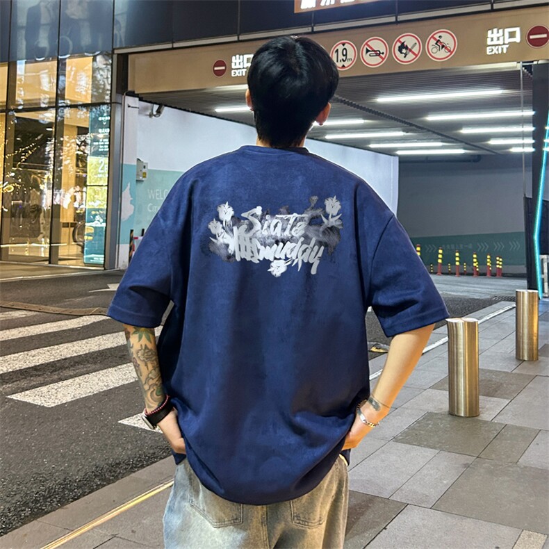 量大优供视频重磅麂皮绒短袖T恤男JPDX228-特P19,男装T恤,电商B367