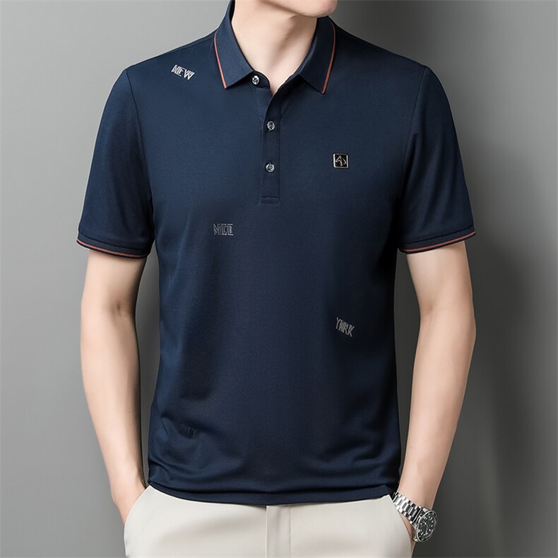 翻领宽松POLO衫短袖百搭中年2023夏季上衣潮流时尚T恤QP2296-P55,男装Polo衫,星座1105-3