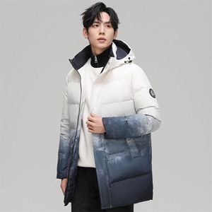 90%白鸭绒羽绒服男中长款加厚冬款户外潮牌大码外套男P180298图片