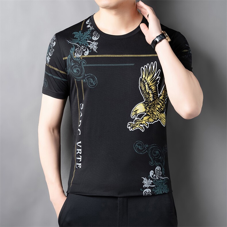 春夏季新款短袖商务休闲男士半袖T恤中年时尚百搭修身短袖T恤上衣,男装T恤,电商B212（原钱塘6029）