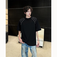 夏季美式高街ins重磅拉链装饰短袖T桖货号TX25172P35，男装T恤，电商A063