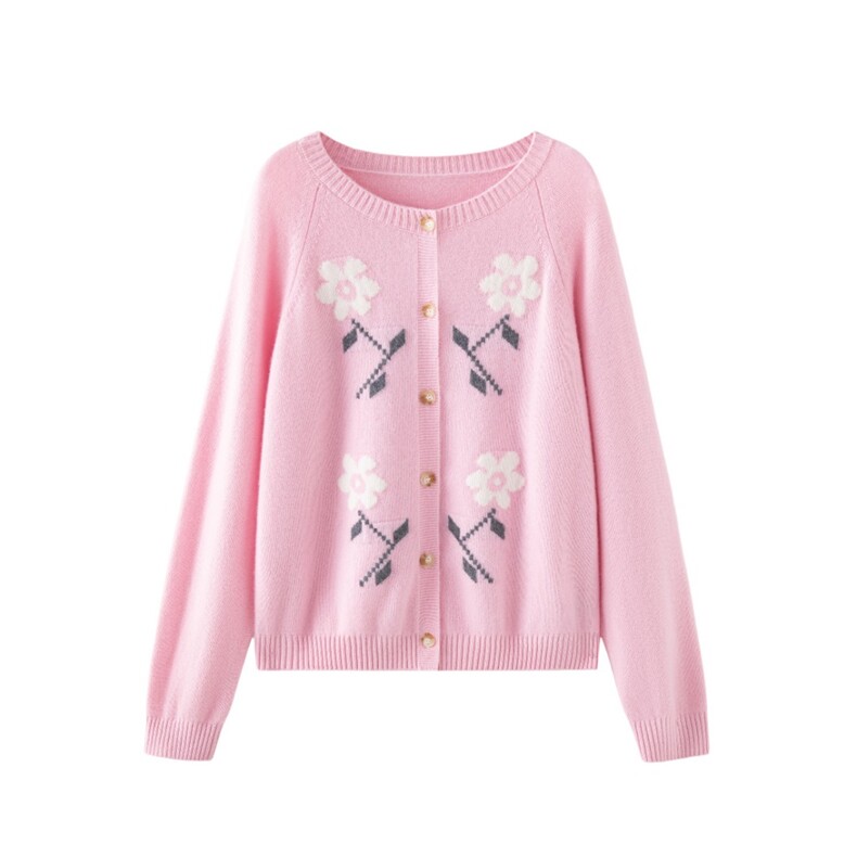 2025年秋季时尚百搭通勤简约休闲七针加厚圆领开衫，女装羊绒衫，轩妮羊绒