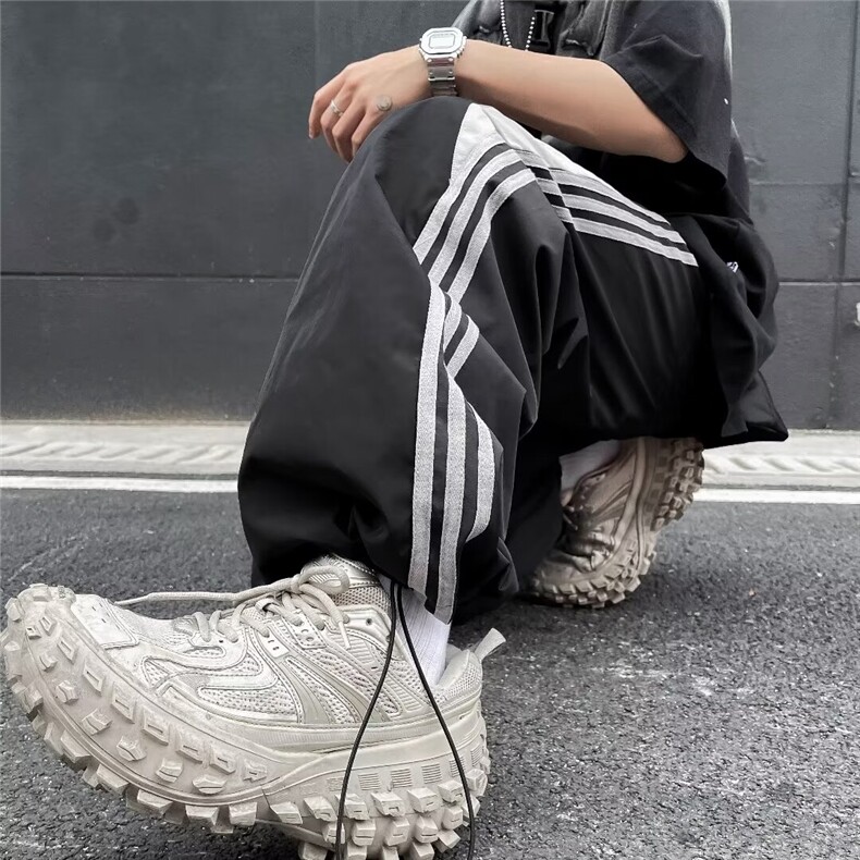 美式潮牌休闲裤男女夏季薄款设计感条纹直筒百搭工装裤K28300-P40,男装休闲裤,星座1008