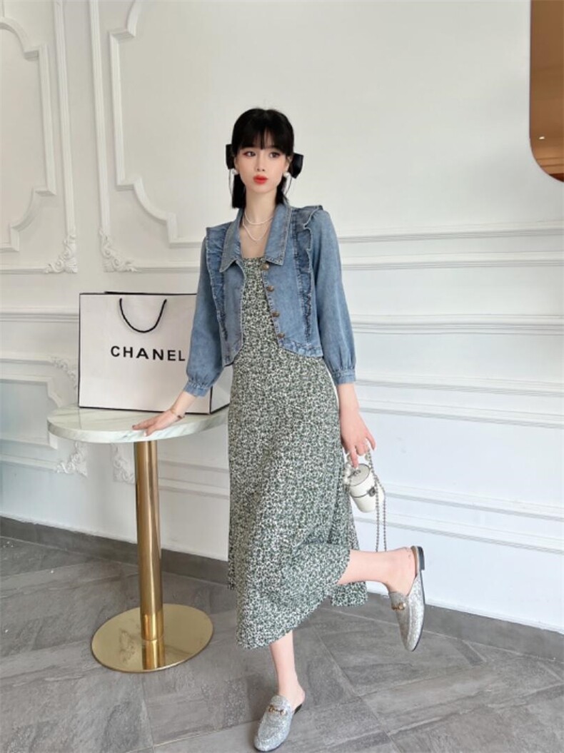 春夏两件套连衣裙，女装连衣裙，蕃米莉