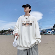 水洗做旧短袖T恤男夏季多巴胺vibe美式高街印花深紫色宽松五分袖，男装卫衣，星座517A