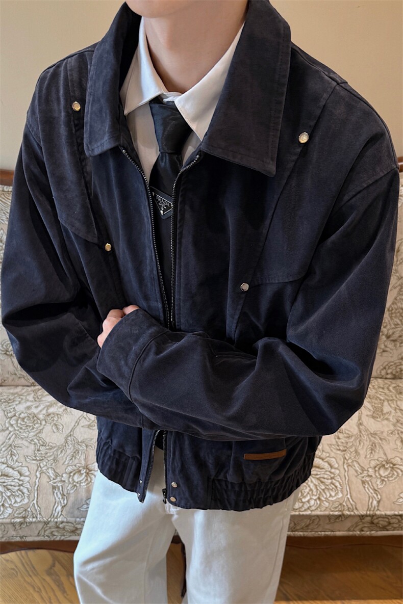 男装夹克2025秋季新款复古翻领飞行员外套XZ514-2-JK994-P98,男装夹克,星座514-2(原B239)