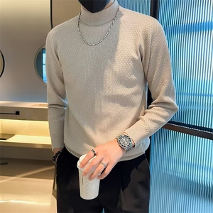 毛衣男秋冬季新款慵懒风内搭男生韩版半高领打底针织衫 M827图片
