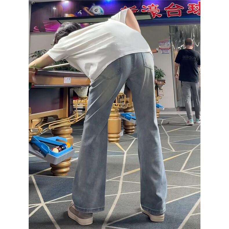 高腰牛仔裤男款秋季美式直筒窄版裤子修身显腿长弯刀微喇裤网图,男装牛仔裤,星座302B-2