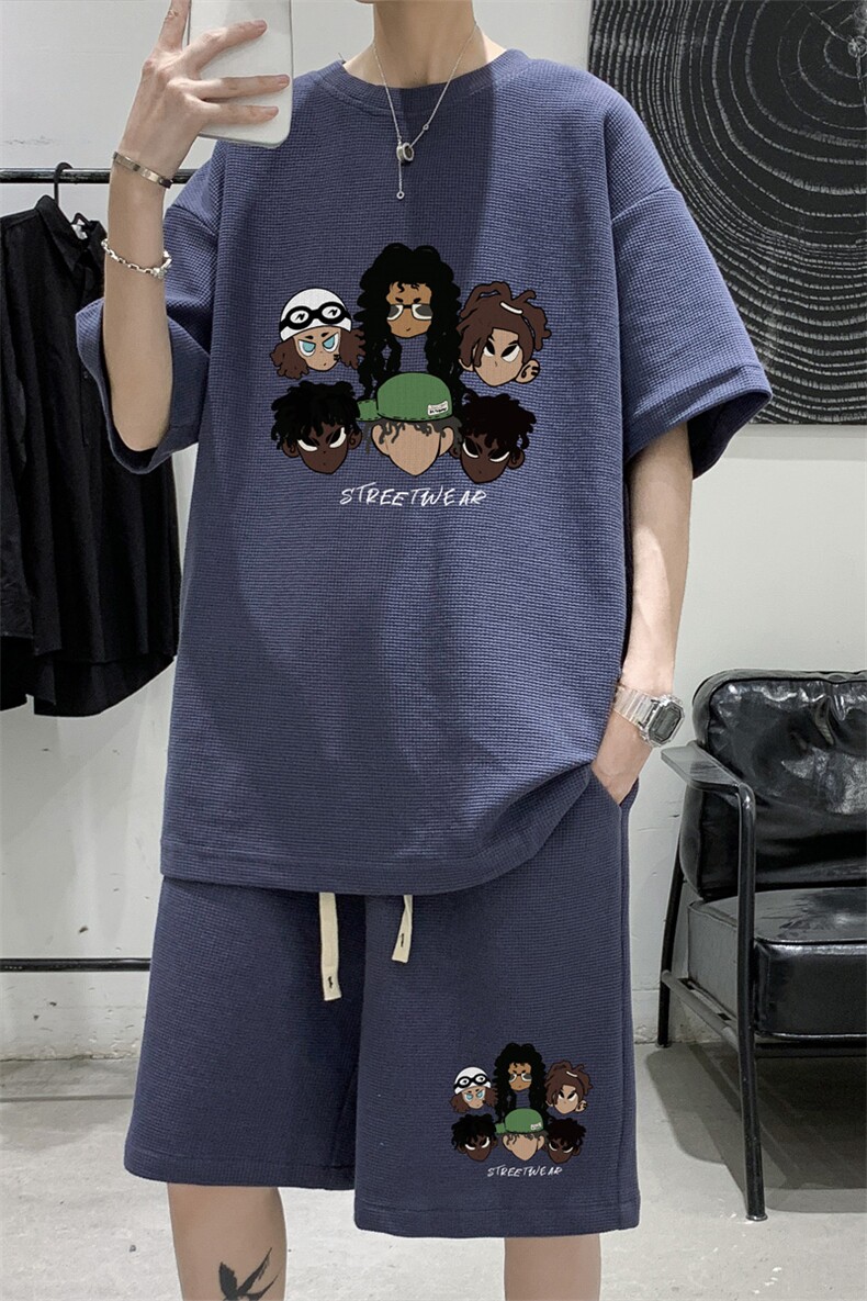 ！2023夏季潮牌男士短袖T恤套装学生一套衣服TZH07P50,男装T恤,电商B220
