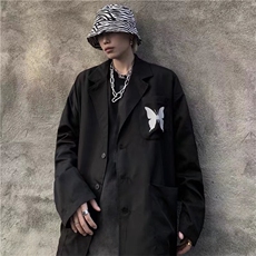 潮流ins暗黑高街嘻哈反光蝴蝶休闲西服西装外套男女潮，男装西服，星座1210-1