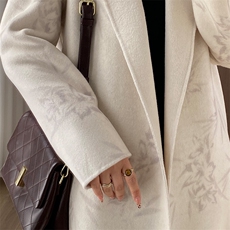 2025年秋季新款提花针织羊毛大衣外套时尚休闲通勤百搭，女装双面呢大衣，诗洋大衣