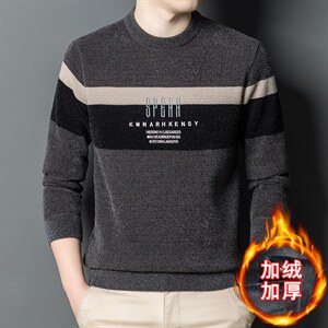 冬季中青年男装加绒加厚毛衣爸爸装休闲针织衫上衣XXLB23301-P100，男装针织衫/毛衣，电商B212（原钱塘6029）