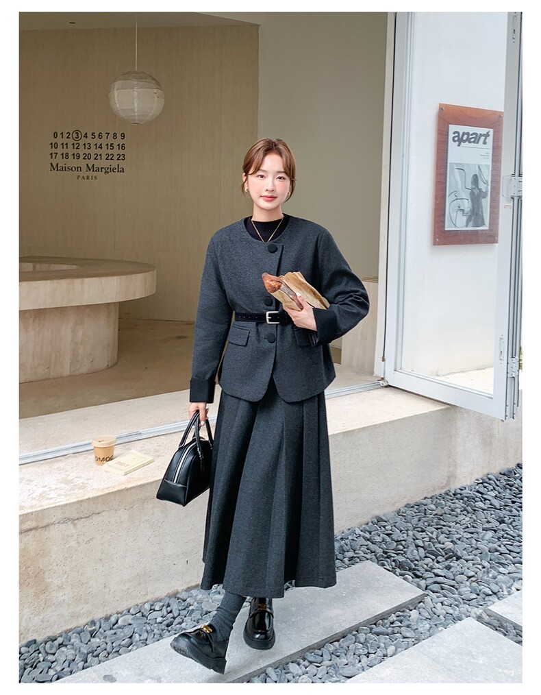 小香风毛呢套装裙女秋高级感气质韩系外套半裙两件套，女装套装/套裙，浙宝212A