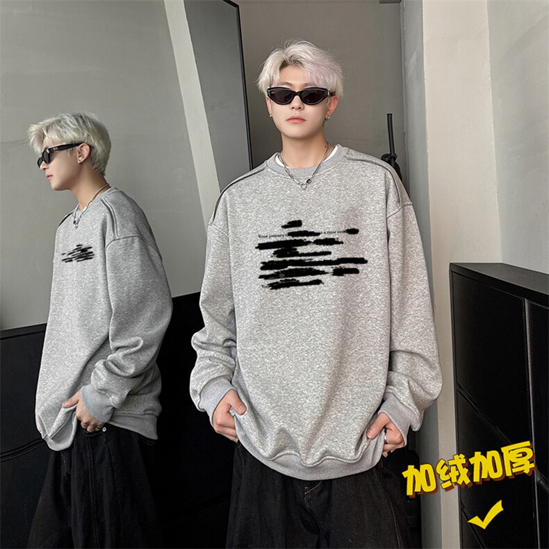 现货WY625-P38重磅圆领加绒卫衣男美式高街潮牌潮流外套,女装短外套,电商A456（原C415）