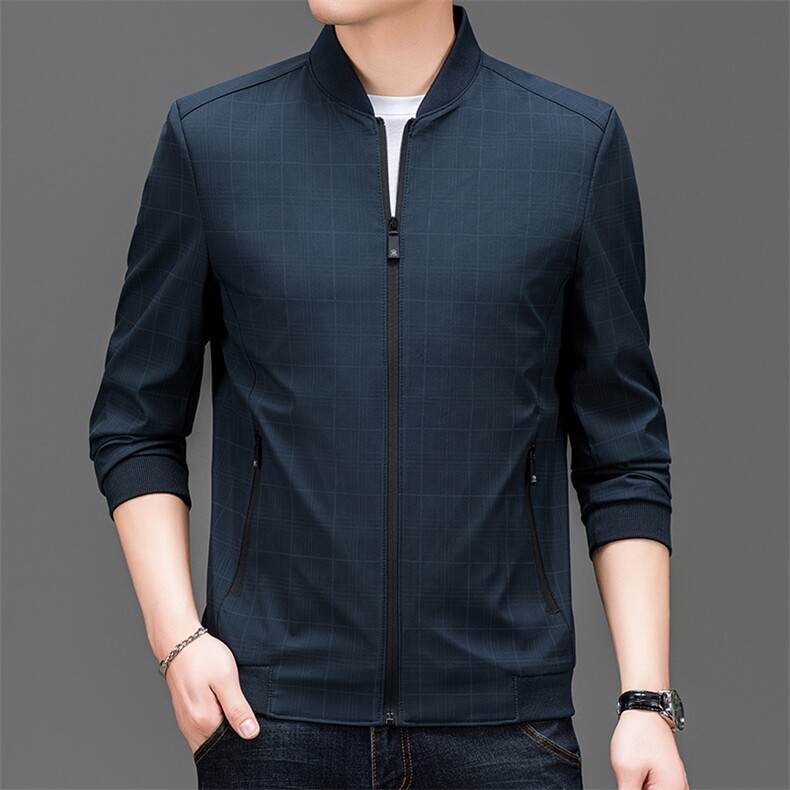 春季夹克男装立领中年商务休闲纯色茄克衫上衣服BSN9785-P80,男装夹克,星座1105-3