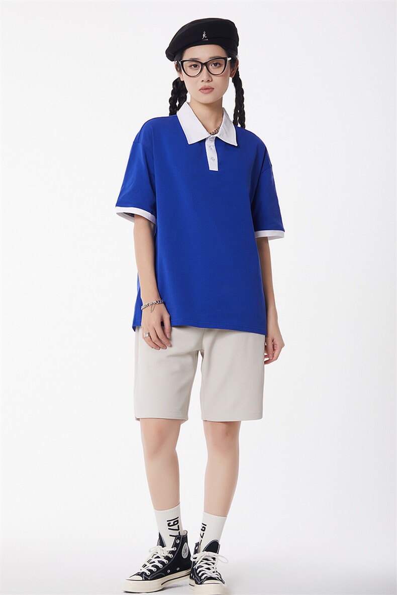 百搭纯色POLO衫男女款大版纯棉打底衫团体班服高克重抖音品质,男装Polo衫,星座301D-4(原星座1004-4）