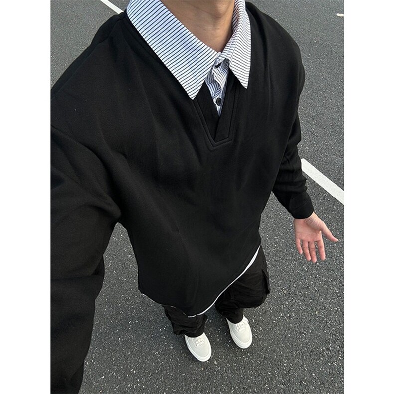 老钱风假两件拼接外套美式复古千鸟格设计男女长袖卫衣W772,女装短外套,星座1116A（原606A-3）