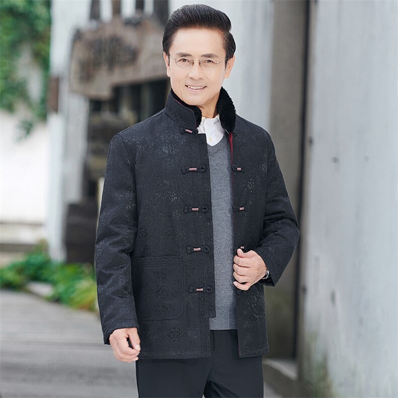 风唐装中老年可脱卸内胆休闲长袖爸爸装白鸭羽绒服TF028-235,男装羽绒服,星座1105-3