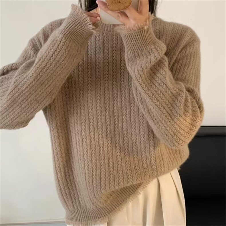 2025年秋季通勤套头单件长袖时尚百搭通勤简约羊毛衫,女装羊毛衫,硕彦羊绒