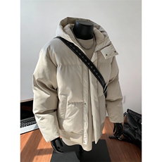 现货5W件冬季三防重磅boxy短款羽绒连帽PU皮棉衣外套防风加厚棉服，男装棉衣，电商A486-1