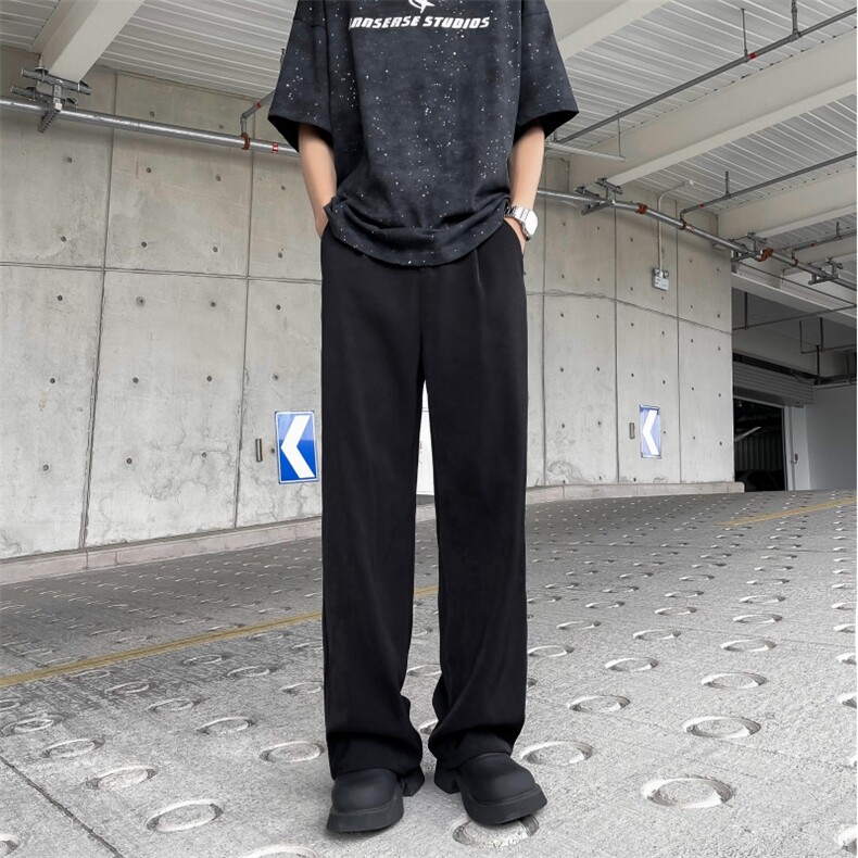 2024夏季新款港风美式高街ins潮牌阔腿直筒西装休闲裤ZK3471-P40,男装休闲裤,星座313A(原308A-2)