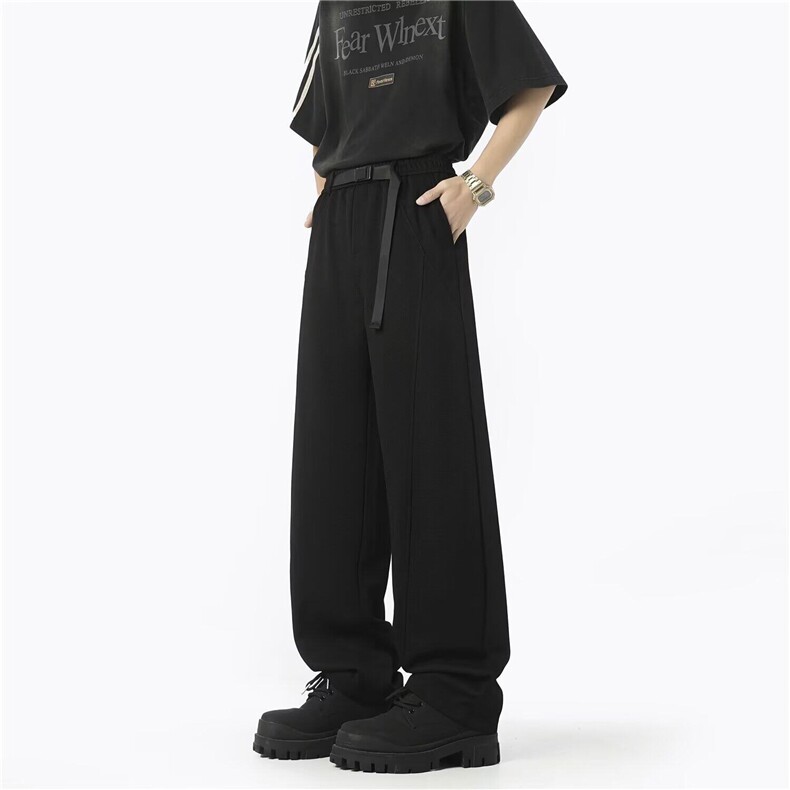 2025夏季新款薄款垂坠感阔腿直筒裤弯刀休闲西裤男K10169，男装西裤，星座1108-1