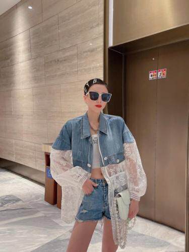 现货重工牛仔拼接蕾丝欧根纱防晒衣外套，女装，漫迪MD