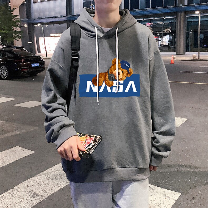 WY2247-P35纯棉连帽卫衣男大码运动帽衫宽松薄外套男NASA,男装卫衣,电商A040
