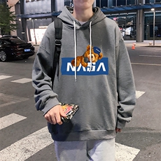 WY2247-P35纯棉连帽卫衣男大码运动帽衫宽松薄外套男NASA，男装卫衣，电商A040