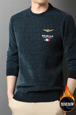 GRYH021秋冬季圆领毛衣男士百搭商务休闲加厚加绒针织衫上衣P75,男装针织衫/毛衣,钱塘6003（原4033）