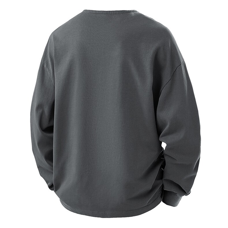 260重磅纯棉水洗小V领三粒扣长袖T恤卫衣2502,男装T恤,电商A161