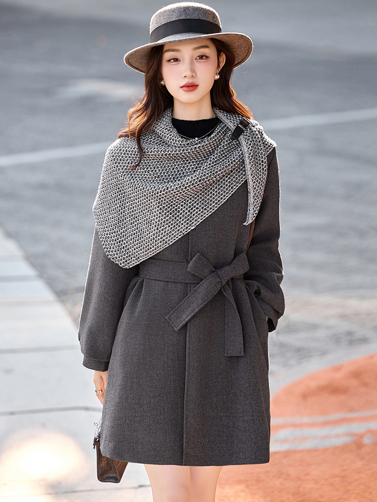 （现货）欣贝拉2025年冬季休闲淑女气质风格毛呢大衣夹棉加厚款,女装毛呢外套,欣贝拉