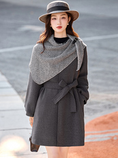 （现货）欣贝拉2025年冬季休闲淑女气质风格毛呢大衣夹棉加厚款，女装毛呢外套，欣贝拉