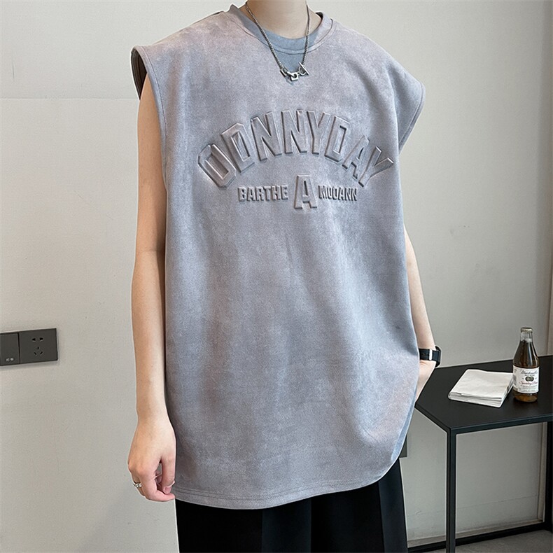 夏季字母背心潮流宽松T恤休闲上衣A071-T03-P30,男装背心/马甲,电商A071