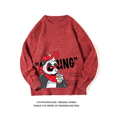 加厚加绒毛衣男大码毛线衣男针织衫M19218-P45加绒款-P65白底，男装针织衫/毛衣，电商A040A