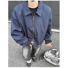 新款春秋美式宽松痞帅翻领飞行夹克复古百搭工装外套男士6185-P48，男装夹克，星座1403B