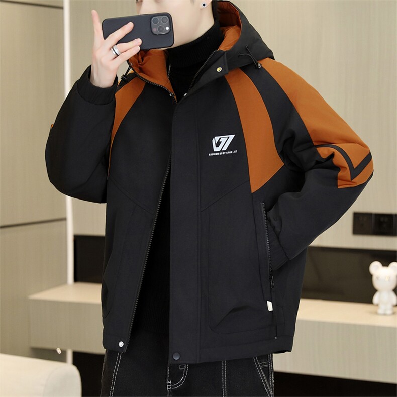 秋冬男式加绒加厚连帽夹克男时尚潮流加厚棉衣男外套MY836-P73图片