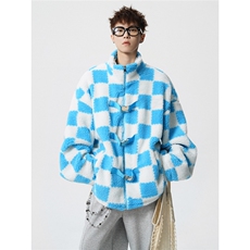 羊羔毛格子外套大码M-5XL加棉聚酯纤维棉衣YG78159P105控149，男装棉衣，星座227-7