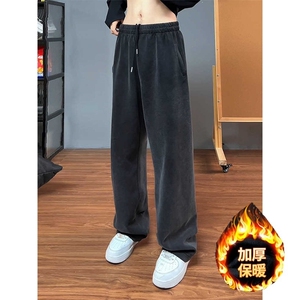 美式高街加绒卫裤男秋冬直筒垂感阔腿裤子休闲裤B544-P48 加绒58图片
