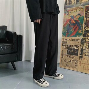 垂感阔腿西裤男宽松百搭港风薄款裤子男直筒休闲长裤601-1-H412图片