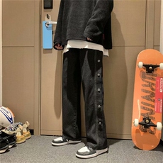 新款牛仔裤韩版潮流宽松排扣裤子直筒阔腿长裤潮牌秋季NZK091-p42，男装牛仔裤，星座1008-1