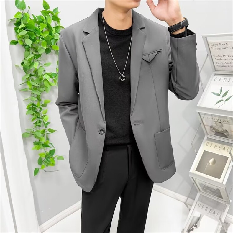 高级感西装外套男痞帅韩版潮休闲宽松百搭春秋商务正装小西服Y74,男装西服,星座1116A-2（原606A-1）