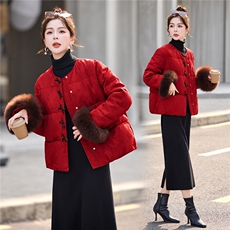 2025年冬季新中式真狐狸毛羽绒短款，女装羽绒服，依如秀(原杭风阁)