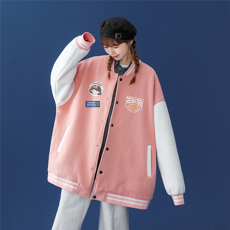 中性风 2023秋季新款ins港风原宿潮牌印花棒球服外套G86p65控78图片