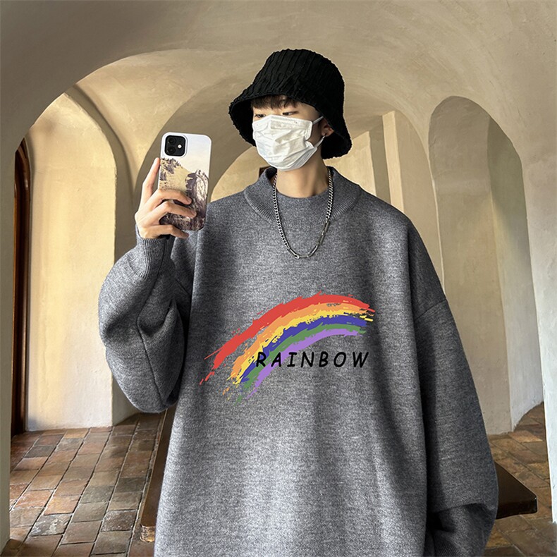 控68半高领毛衣男士大码针织衫男毛线衣男M18064-P45加绒款-P65,男装针织衫/毛衣,电商A040