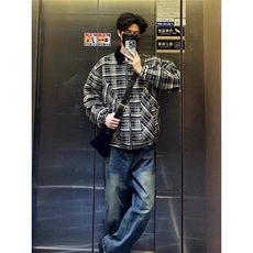 【有货】DJ642-P68春秋时尚千鸟格夹克男潮牌工装外套男格纹上衣，男装棉衣，星座603-2