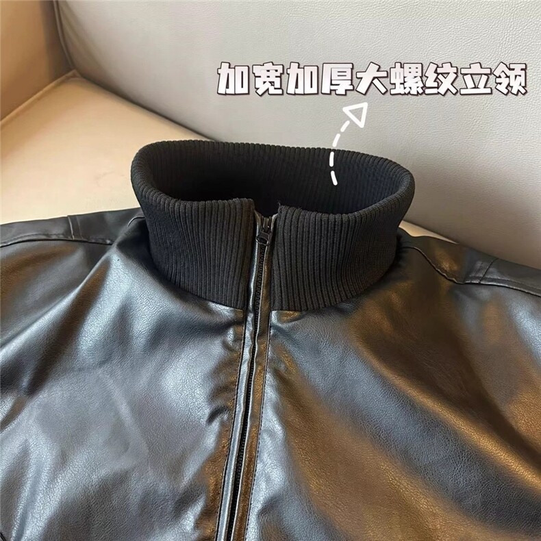 美式机车加绒男女冬夹棉加厚保暖PU皮休闲百搭外套潮insP90,男装棉衣,星座1013-1